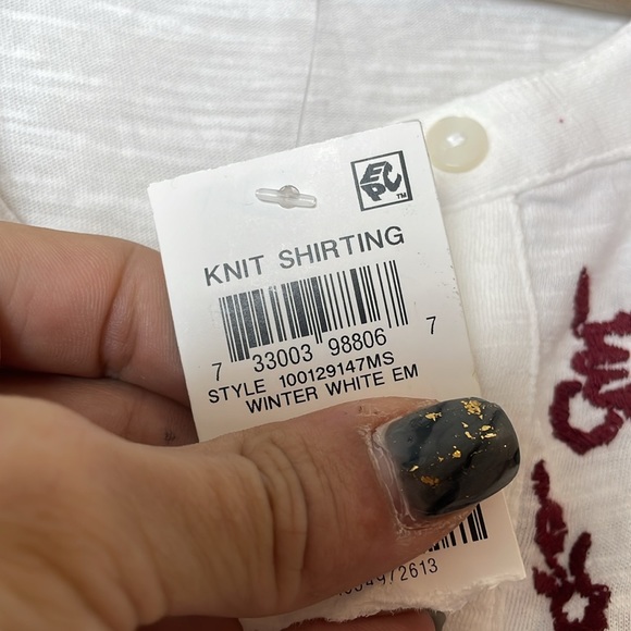 NWT Style & Co Womens Winter White Embroidered Floral Knit Henley Top XSMALL - Picture 3 of 6
